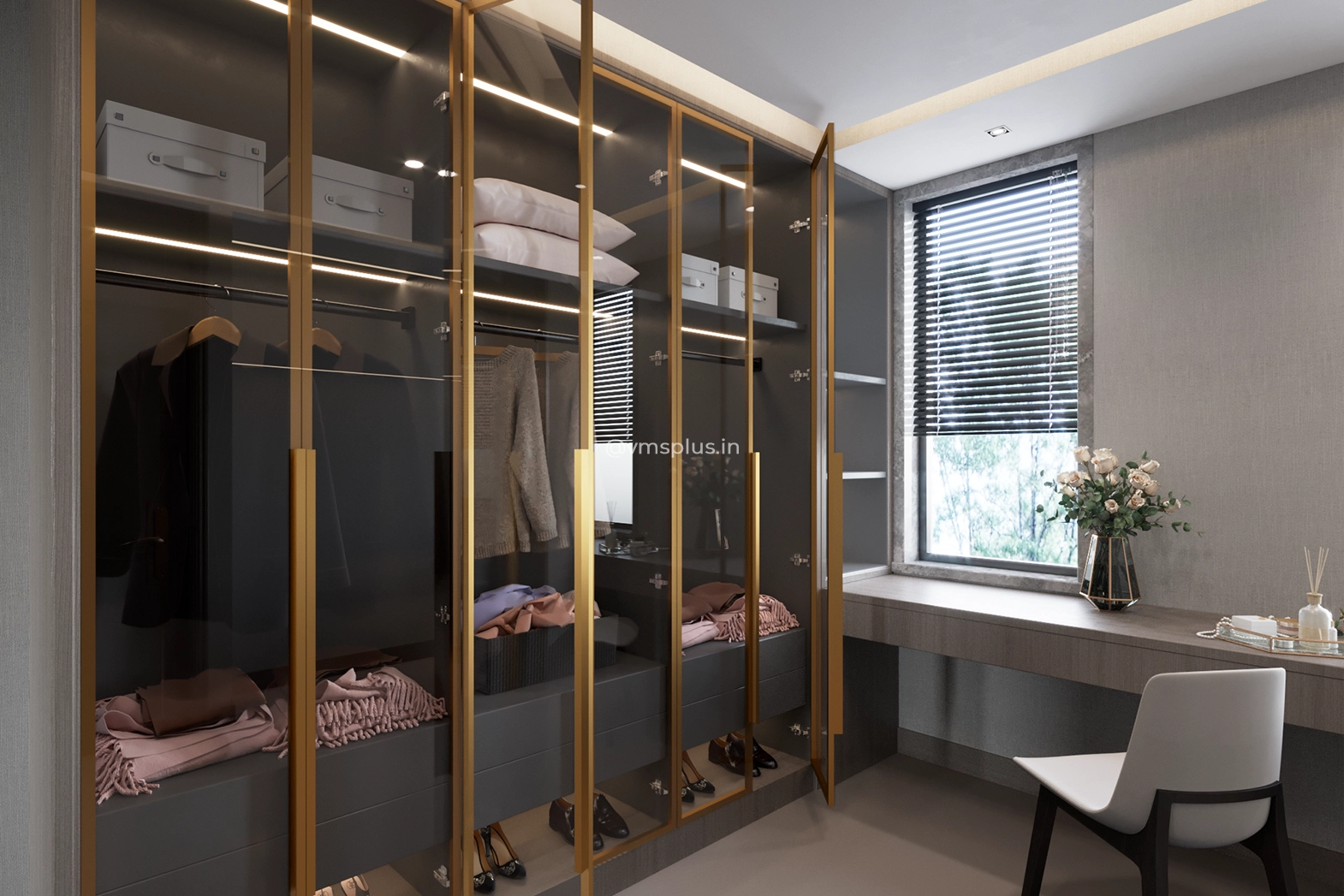 Custom Wardrobe With Sliding Glass Door Design Ideas 
